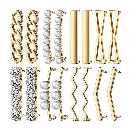 16 Pièces/ 8 Paires Bijoux De Lacets Clips De Chaussures Décoratifs Diy Boucles De Décoration De Lacets Clips De Lacets En Fausse Perles Strass Pour Baskets Chaussures
