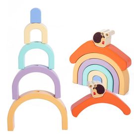Jouets Empilables En Bois Arc-En-Ciel, Mignon Bébé Ramper Escargot Tracteur Tri Puzzle 3d Enfants Jouets Éducatifs Montessori