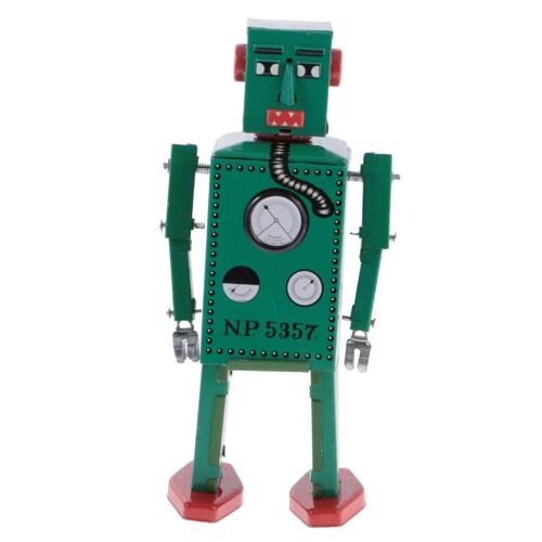 Horloge Mécanique Rétro À Remonter, Jouet Robot, Vert, 16cm