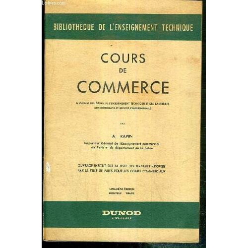 Cours De Commerce / Bibliotheque De L'enseignement Technique