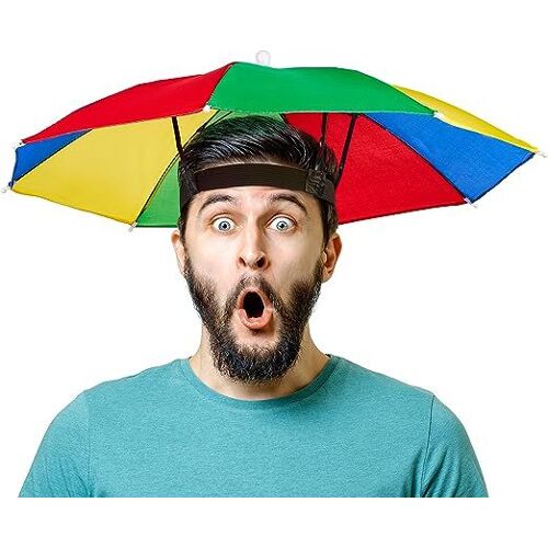 Parapluie Pliable | Chapeau Parasol | Protection Solaire - Couvre-Chef Pour Adultes & Enfants - Parfait Pour Le Carnaval | Mardi Gras | Festival | Plage & Activités De Plein Air - Taille Unique