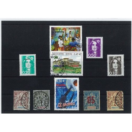 Mayotte 10 Timbres Differents Obliteres