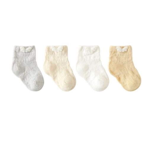 4 Paires/Lot Chaussettes D'Été Pour Bébé, Maille Fine, Respirantes, Couleur Unie, Chaussettes De Sol Pour Nouveau-Né, Chaussettes Antidérapantes, Bateau