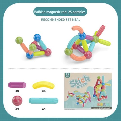 Lot De Bâtons Magnétiques De Grande Taille, 26 À 64 Pièces, Blocs De Construction, Jeu D'Aimants Pour Enfants