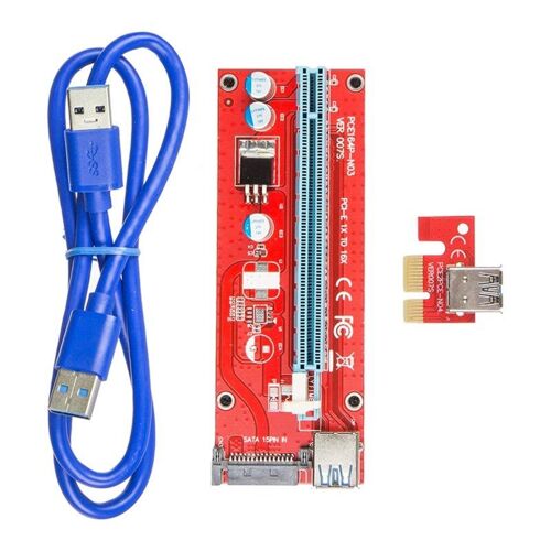 Carte Adaptateur Pcie Ver007 Pci-E 1x À 16x Riser 60cm, Câble D'extension Usb 3.0, Fil D'alimentation 15pin-Sata, Gpu Ethereum Mining Eth X3uf