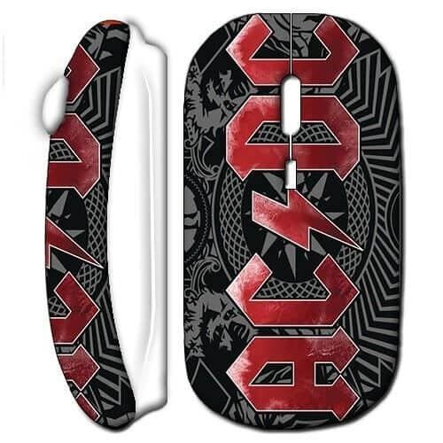 Souris sans fil logo rouge acdc blanc