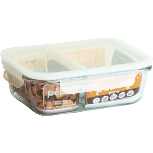 Boîte Alimentaire Pebbly En Verre Rectangulaire Compartiment