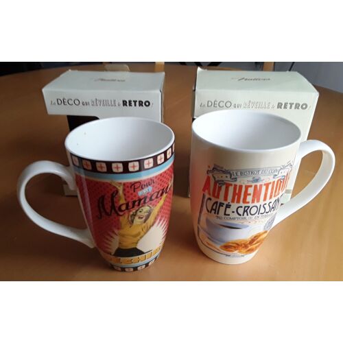 Lot De 2 Mug : La Deco Qui Réveille Le Retro En Porcelaine