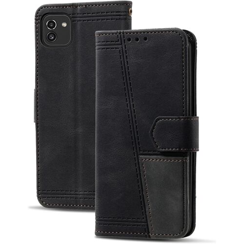 Coque Compatible Avec Galaxy A03 (Pas Pour A03s), Portefeuille Housse En Cuir Pu Pour Samsung Galaxy A03, Magnetique Antichoc Flip Coque, Noir
