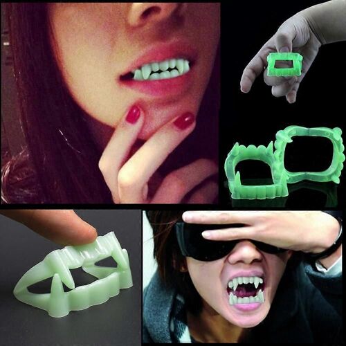 3pcs Devil Tooth Fangs Halloween Décoratif Luminous Dentures Gao4673