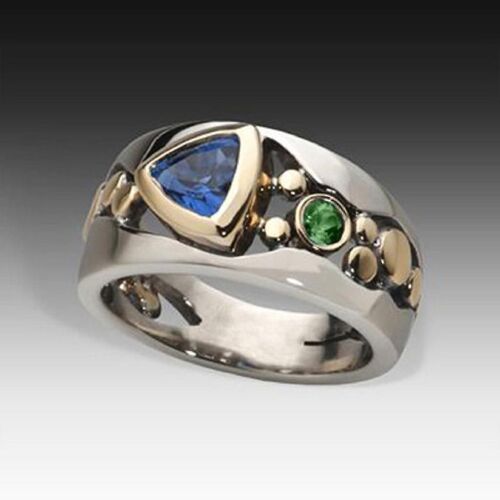 Creux Incrusté De Zircon Vert Bague De Fiançailles Fête Bijoux Taille 6-10