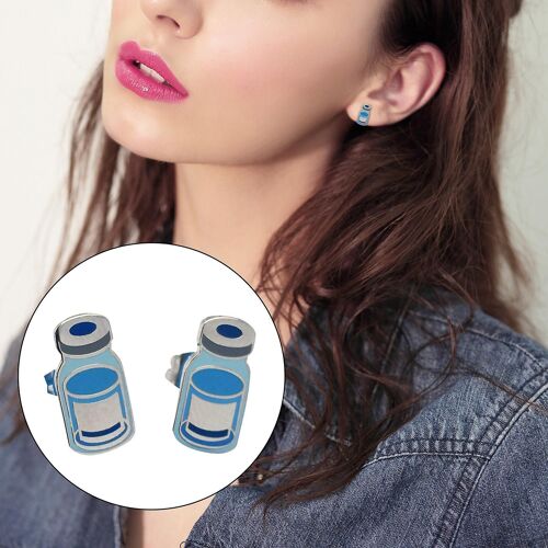 Boucles D'oreilles De Poteau De Flacon De Vaccin, Boucles D'oreilles Nature À La Mode Pour Femmes