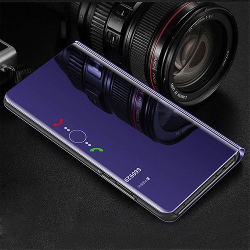 Compatible Coque Xiaomi Redmi 9a Tui+ Verre Tremp Film Protecteur Flip Clear View Translucide Miroir Cover Standing 360¡Ãhousse Antichoc Smart Cover Bumper Violet
