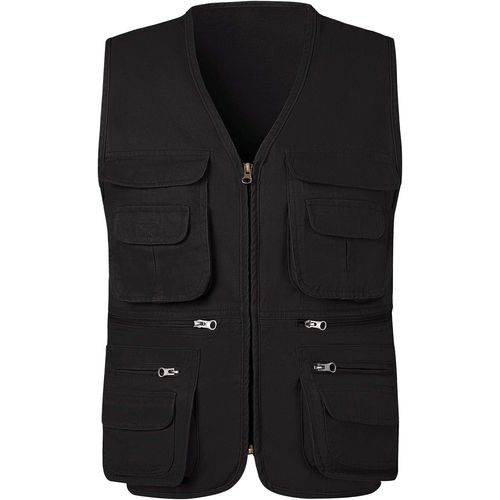Asfasfq-Homme Gilet De Pêche En Coton Multi-Poches Gilet Sans Manches Veste Légère De Pêche Chasse Camping Gilet De Photographie