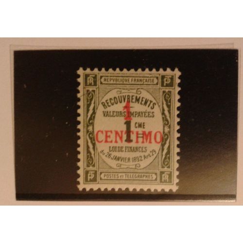 Timbre Taxe De 1908 Loi De Finances Du 26 Janvier 1892 Art. 29 Recouvrements Valeurs Impayéesr 1c Olive Surcharge Maroc 1 Centimo