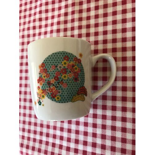 Mug À Thé Porcelaine Blanche Décor Fleurs D¿Asie