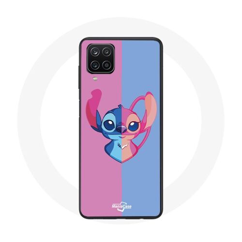 Coque Samsung Galaxy A12 Stitch Et Angel Bleu Rose