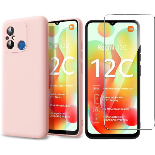 Coque Silicone Rose + Vitre Protection Ecran Pour Xiaomi Redmi 12c / 11a Little Boutik®