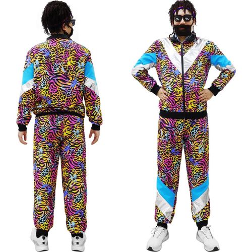 Asfasfq-80's Deguisement Disco,Annee 80 Homme Femme Survêtement Ensemble,Avec Veste Et Pantalon,Pour Carnaval,Soirée Deguise