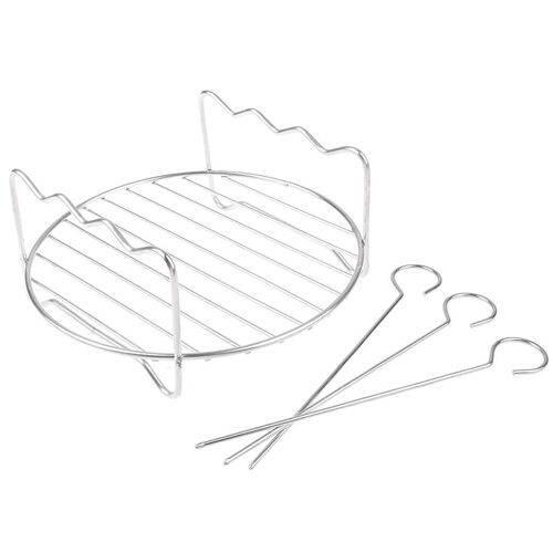 Plateau De Cuisson En Acier Inoxydable Pour Friteuse À Air, Support Pour Barbecue, Double Couche, Gril À 3 Broches