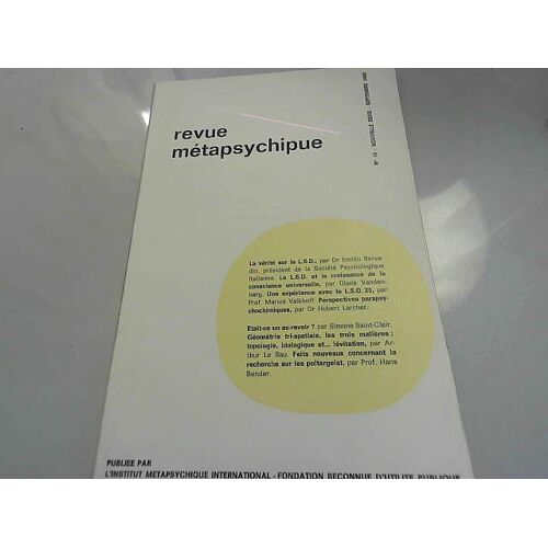 Revue Métapsychique N°15, Septembre 1969