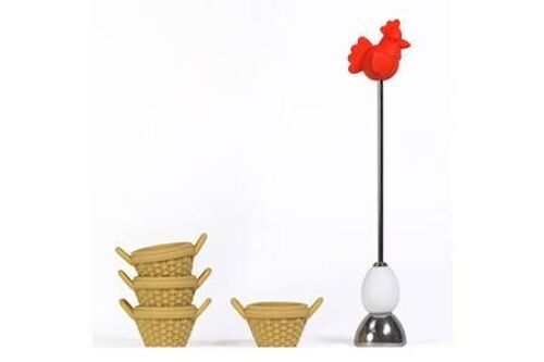Cecoa 4 Coquetiers Silicone + Toqueur Oeuf