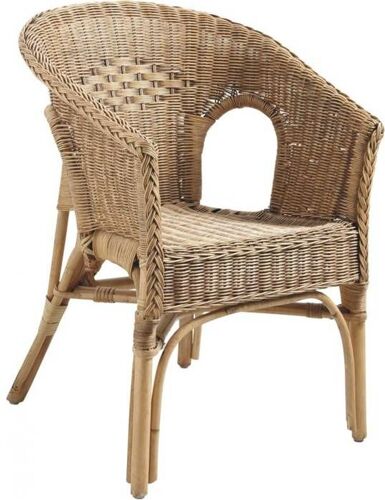 Fauteuil tissé en moelle de rotin patiné