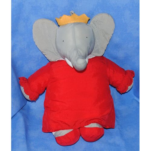 Celeste Doudou Babar Puffalump Toile De Parachute Rouge Gris Buckingham Toys Peluche De 40 Cm