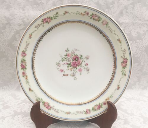 Ancienne Assiette A Gâteaux Porcelaine De Limoges Décorée A La Main Signée Art