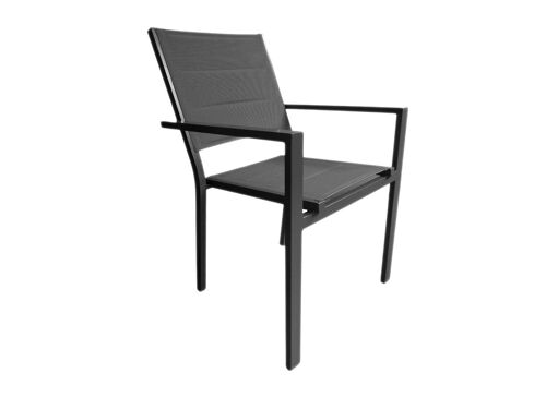Fauteuil Avec Structure Aluminium Et Textilène Matelassé Gris, Empilable Ibiza Anthracite - Jardiline