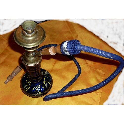 Narguilé Marocain Verre Et Laiton 32 Cm