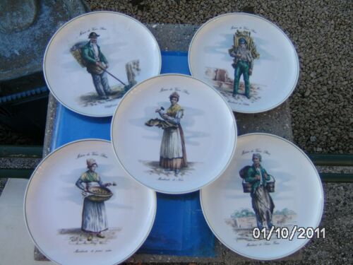 Lot De 5 Assiettes "Métiers Du Vieux Paris"
