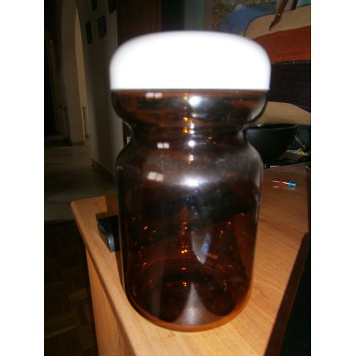 Pot À Ingrédients Marron Vintage Bouchon Blanc