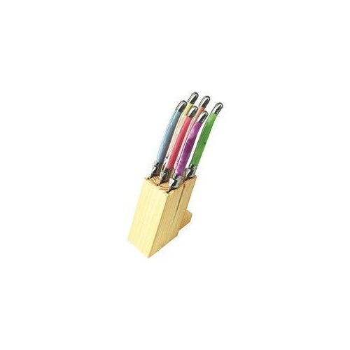 Laguiole De Table - Lot De 6 Couteaux À Steak Sur Socle Bois