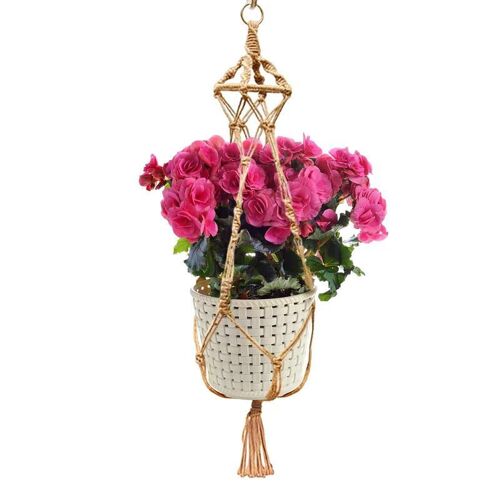 Panier suspendu en corde de chanvre, décoration de la maison, support de Pot de fleurs, fait à la main