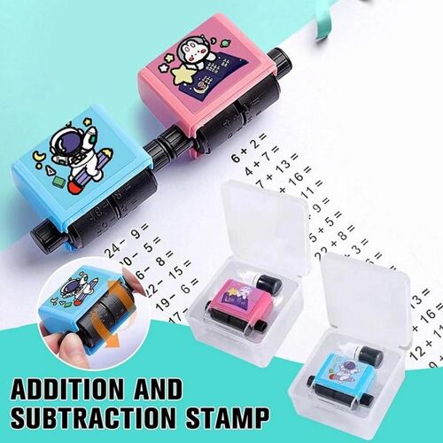 Tampon Numérique Fuchsia Pour Enfants, Timbres À Rouleau, Addition Et Soustraction, Timbres Mathématiques, Pratique Aussi