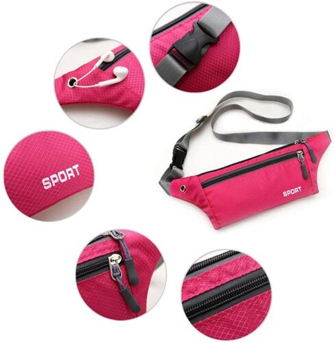 Sacs Banane,Sac Banane Avec Prise Casque À Fermetures À Glissière Ceinture Réglable Pour La Randonnée D'entraînement En Plein Air(Rose)