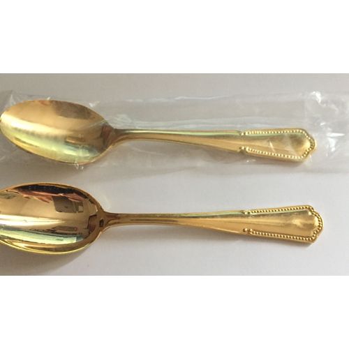 Lot De 2 Cuillères À Café En Métal Doré