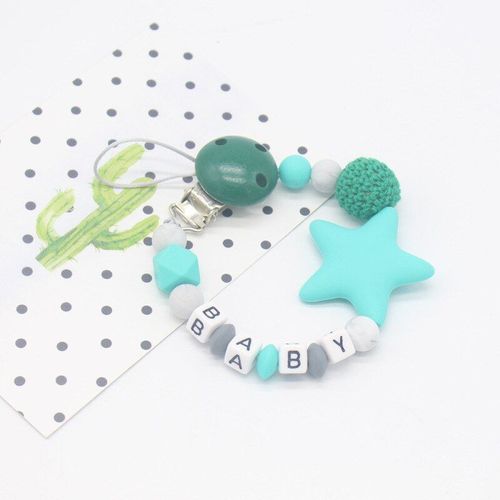 Clips De Sucette En Silicone Pour Bébé, Chaîne Avec Perles En Étoile, Jouets Factices À Mâcher