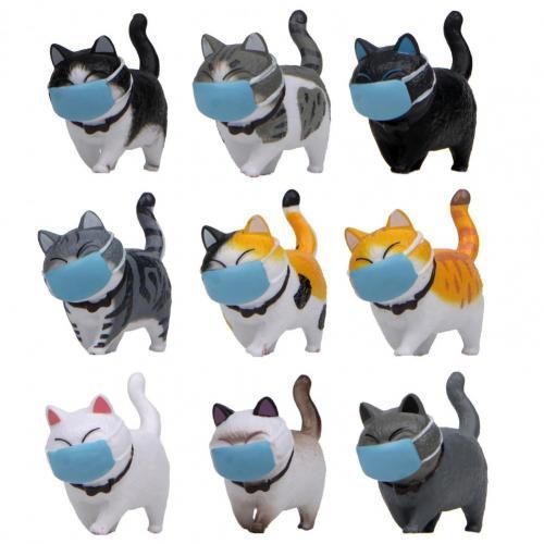 Figurines De Chat Chis, 9 Pièces/Ensemble, 9 Modèles Créatifs, Adorable, Multifonctionnel, Anime, Masque Facial, Modèle Pour La Décoration