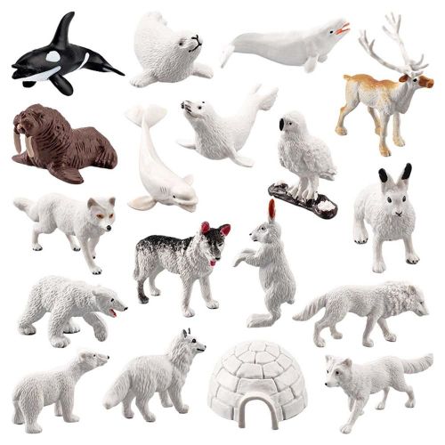 Ensemble De Figurines D'Animaux Arctique, Modèles D'Animaux De La Mer Polaire Réalistes, Renard Arctique, Ours Polaire, Loup, Lapin, Ensemble Cadeau Pour Enfants, Science Nature