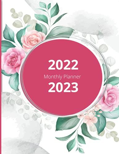 2022-2023 Monthly Planner: 2 Year Monthly Agenda 2022, 2023 | 24 Month Calendar And Organizer With Logbook |Beautiful Hand-Drawing Flowers | Watercolor Cover "8.5 X 11"