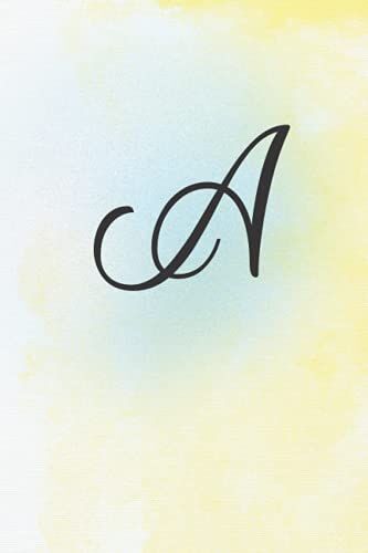 A: Letter A Monogram Pastel Watercolor Initial Journal: Blank Lined Daily Notebook, Diary Or Writing Pad For Girls, Women, Kids & Teens - 100 Pages 6x9 Matte Paperback