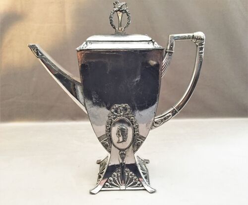 Württembergische Metallwarenfabrik Étain Argenté Allemand Art Nouveau Théière