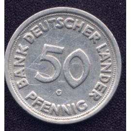Pièce De 50 Pfennig 1949 Bank Deutscher Länder, Variante G