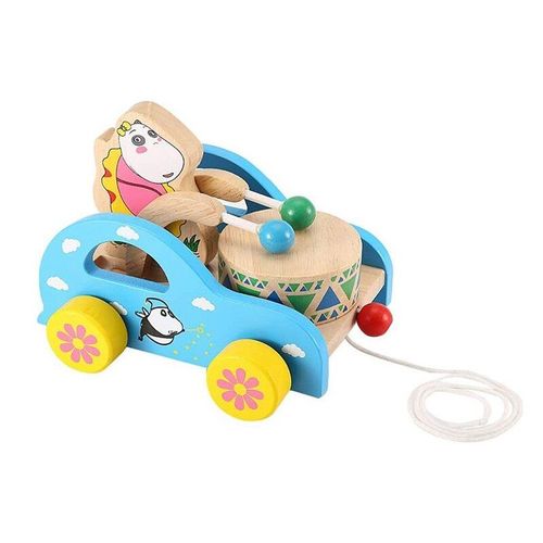 Jouet De Traction D'Animaux, Jouet De Traction De Tambour D'Animaux De Dessin Animé, Jouets Éducatifs Précoces Avec Longue Ficelle Pour Le Jeu À La Maison Des Enfants, Ours