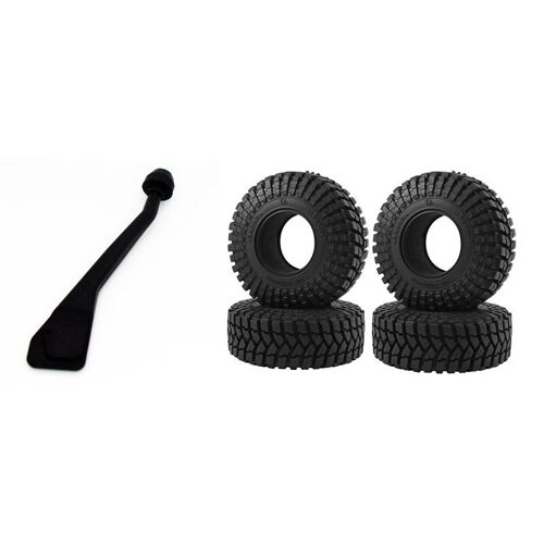 1 Pièce De Tuba En Caoutchouc Noir Et 4 Pièces De Pneus De Roue En Caoutchouc 110x39mm 1.9 Pour Voiture Rc À Chenilles Axial Scx10 1/10 Scx10 90046