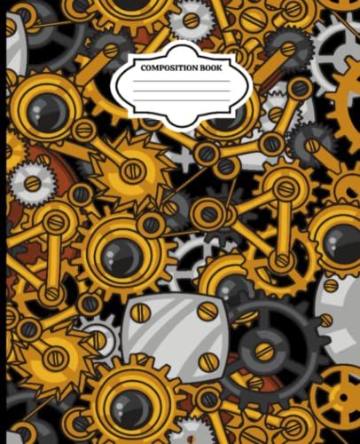Journal And Sketchbook: Composition Size (7.5"X9.75") With Lined And Blank Pages, Perfect For Journal, Doodling, Sketching And Notes: Gears