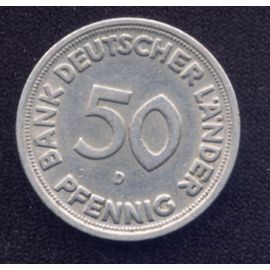 Pièce De 50 Pfennig 1949 Bank Deutscher Länder, Variante D