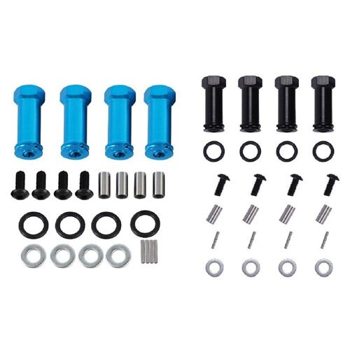 2 Set 12mm Roue Adaptateurs Hexagonaux Longue 29mm Extension Rc Voiture Pièces De Conversion Pour 1/12 Wltoys 12428 12423, Bleu Ciel Et Noir